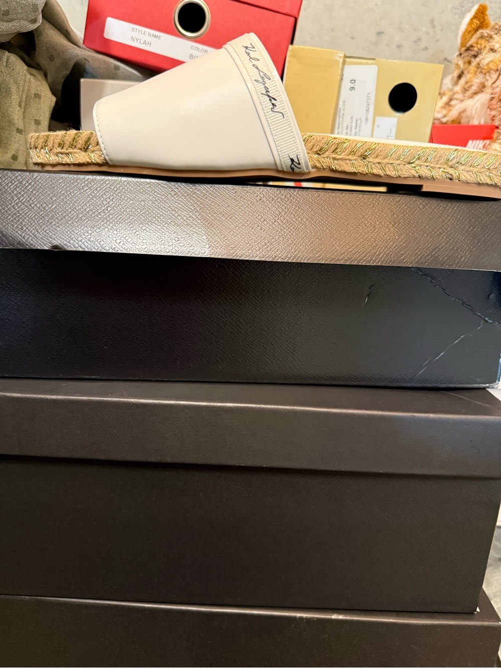 Karl Lagerfeld White Slide with Gold Logo Size 9  Price is Firm They are Cute 🥰